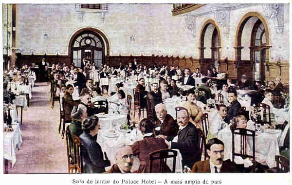 N� 15 - Sala de jantar do Palace Hotel - A mais ampla do pa�s - Ed. Sociedade das �guas da Curia - Dim. 13,9x9,1cm - Col. A. Sim�es (052).