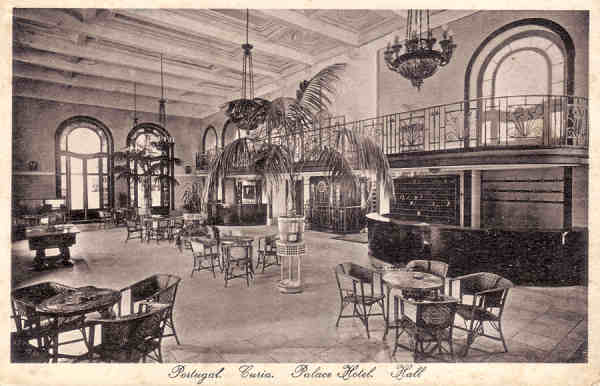 SN - Portugal. Curia. Palace Hotel - Hall - Ed. Bazar Soares, Porto - Dim.13,9x8,9 cm - Col. A. Sim�es (315).