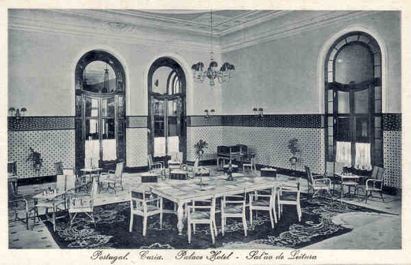 SN - Portugal. Curia. Palace Hotel - Sal�o de Leitura - Ed. Bazar Soares, Porto - Dim.13,9x9,0 cm - Col. A. Sim�es (316).