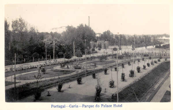 SN - PORTUGAL - CURIA - Parque do Palace Hotel - Editor n�o referenciado - Dim.13,9x8,8 cm - Circ.9-1930 - Col. A. Sim�es (240).