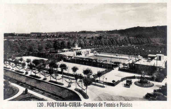 N� 120 - PORTUGAL - CURIA-Campos de Tennis e Piscina - Ed. Alexandre d'Almeida, Lisboa - Dim. 13,9x9,0 cm - Col. A. Sim�es (112).