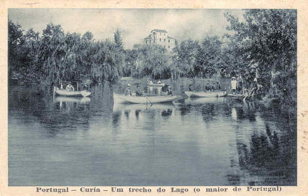 SN -PORTUGAL - Curia - Um trecho do Lago (o maior de Portugal) - Ed. Palace Hotel da Curia - Portugal - Dim. 13,8x8,9 cm - Circ 10-1923 - Col. A. Sim�es (312)