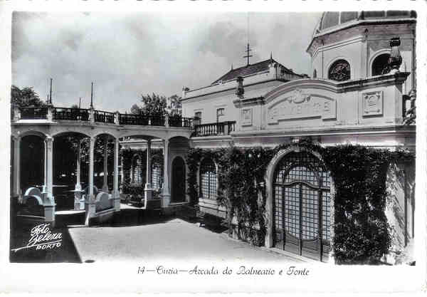 N� 14 - Curia. Arcada do Balneario e Fonte - Edicao da Junta de Turismo da Curia-Dim.14,8x10,1 cm.Circul. 1959 - Col. A Simoes_(214).