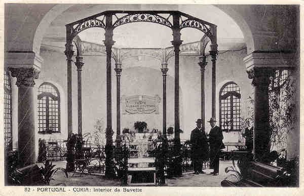 N� 82 - PORTUGAL - CURIA. Interior da Buvette - Ed. Alexandre d'Almeida, Lx - PORTUGAL - Dimens.13x9,0 cm - Circ. 1932 - Col. A Simoes ( 099).