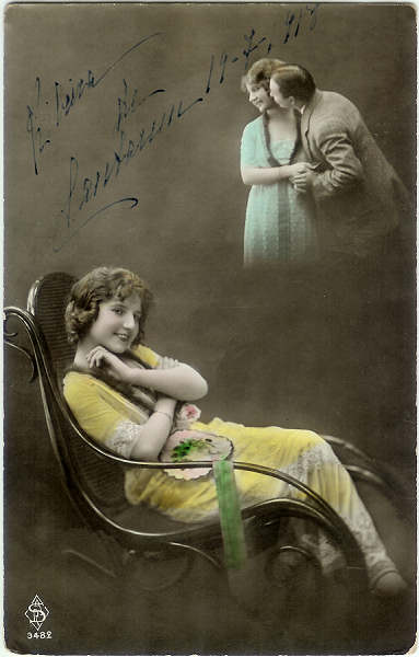 N� 3482 - L. Branger, Nanterre - SD - Circulado em 1918 - Dimen. 13,8x8,8 cm - Col. M. Soares Lopes