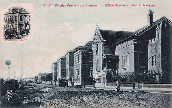 N� 32 - Portugal. Espinho - Avenida da Graciosa - Editor Grande Bazar Universal - Dim. 14x9 cm - Col. Miguel Chaby.