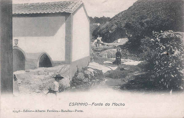 N� 254/8 - Portugal. Espinho. Fonte do Mocho 1 - Editor Alberto Ferreira 1910 - Dim. 14x9 cm - Col.Miguel Chaby