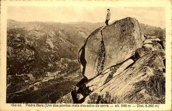 S/N - Gerez-Pedra Bela (Um dos pontos mais elevados da serra-alt. 948 m.Dist. 6.250 m) -  Foto Gonzalez - Edi��o da Loja Hespanhola, Braga, Filial nas Caldas do Gerez - Dimens�es: 13,9x9 cm. - Col. Aur�lio Dinis Marta.