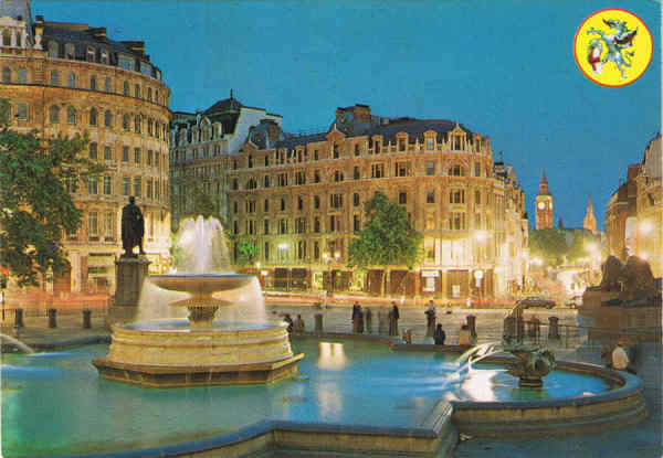 Lo 18 - LONDON - Trafalgar Square by Night - Ed. Thomas & Benacci Ltd. LONDON - Tel.(01)4032835 Printed in Italy - SD - Dim. 14,8x10,3 cm - Col. Manuel B�ia (1986)