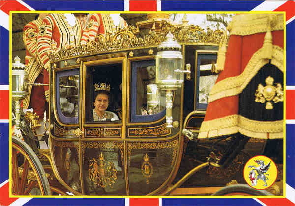 N.� Lo63 - LONDON - H.M. Queen Elizabeth II. In the Irish State Coach - Ed. Thomas & Benacci Lda. - LONDON Tel.(01)4032835 RIALTO Printed in Italy - SD - Dim. 14,8x10,3 cm - Col. Manuel B�ia (1986)