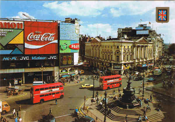 N.� 12 - LONDON. Piccadilly Circus and Statue of Eros - Ed. FISA-Great Britain-LONDON Golden Shield Palaudarias, 26 - Barcelona - Printed in Spain - SD - Dim. 14,8x10,3 cm - Col. Manuel B�ia (1986)