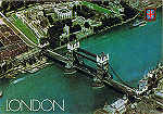 N.� 132 - LONDON. Tower Bridge and Tower of LONDON by air - Ed. FISA-Great Britain-LONDON Golden Shield Palaudarias, 26 Barcelona - Printed in Spain - SD - Dim. 14,8x10,3 cm - Col. Manuel B�ia (1986)