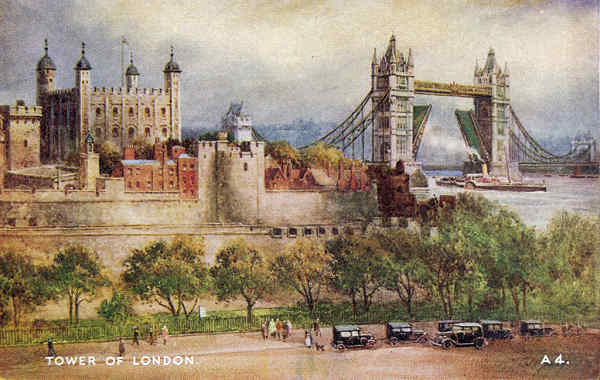 A4 - Tower of London - Reedi��o de Valentine & Suns em 1951 - Dim. 13,9x8,8 cm - Col. Am�lcar Monge da Silva (c. 1910)