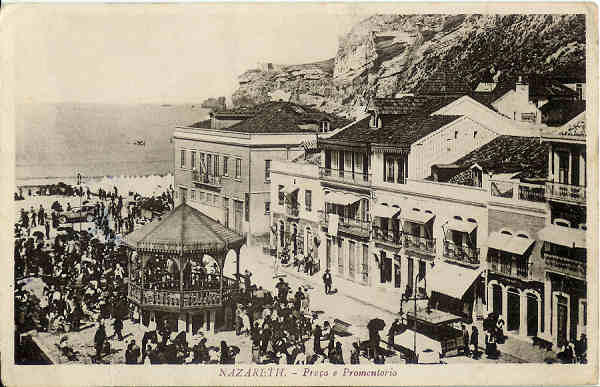 SN - Nazareth. Pra�a e Promont�rio - Editor n�o indicado - SD - Circulado em 1932 - Dimens�o 9x14 cm - Col. Miguel Soares Lopes.