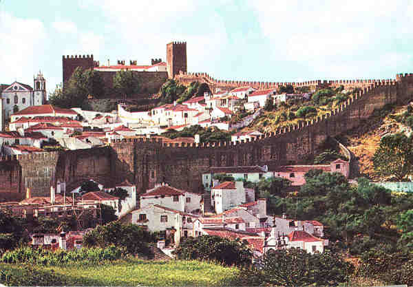 N� 1034 A - OBIDOS. As muralhas da Vila - Edi��o Centro de Caridade de Nossa Snra do Perp�tuo Socorro - SD - Dim. 14,9x10,4 cm - Col. A. Monge da Silva