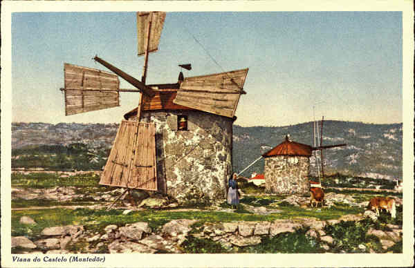 N� 126 - Viana do Castelo (Monted�r). Moinhos de vento - Ed. de C. Conseil de Vasconcelos - SD - Dim. 140x90 mm - Col. �nio Semedo