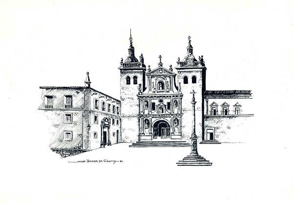 N� 3 - VISEU. Largo da S�. Desenho de Jorge Braga da Costa - Edi��o JLNA - SD - Dim. 15x10,5 cm. - Col. A. Monge da Silva