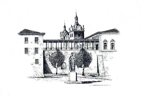 N� 4 - VISEU. Pra�a de D. Duarte. Desenho de Jorge Braga da Costa - Edi��o JLNA - SD - Dim. 15x10,5 cm. - Col. A. Monge da Silva
