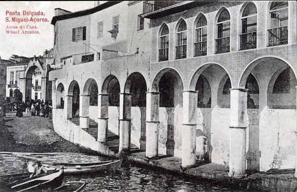 SN - S�O MIGUEL. Ponta Delgada. Arcos do Caes - Edi��o Biscup & Stein, Hamburg - Dim. 13,8x8,8 cm - Col. A. Monge da Silva (cerca de 1908)