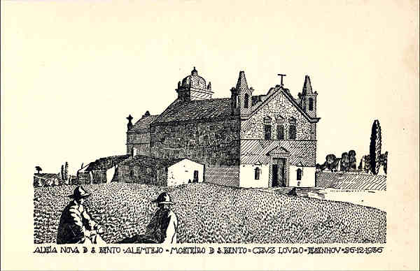 SN - ALDEIA NOVA DE S�O BENTO. Convento de S�o Bento - Edi��o FRANCISCO DA CRUZ LOURO (desenho de 1936) - SD - Dim. 13,8 x 8,9 cm - Col. A. Monge da Silva.