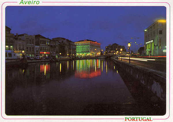 N.� 43 - AVEIRO Aspecto noturno do Canal da ria - Ed. Bruno da Rocha - SD - Dim. 15x10,5 cm - Col. M�rio Silva.
