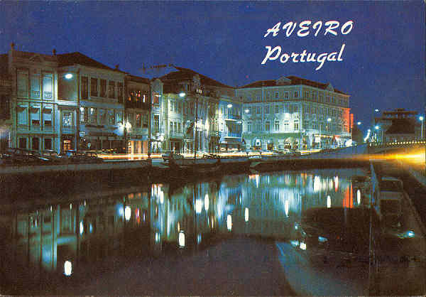 N.� 2419 - AVEIRO (Portugal) Aspecto nocturno do canal da Ria - �ncora Edi��es Art�sticas... Lisboa - S/D - Dimens�es: 14,8x10,4 cm. - Col. �nio Semedo.