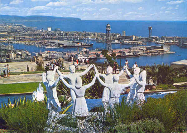 N� 330 - Barcelona. Porto e Monumento � Sardana - Editor Fotos Carretero - Circulado em 1972  - 14,8x10,6 cm - Col. Am�lcar Monge da Silva