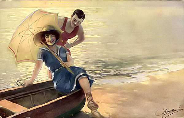 S�rie 1038 - Reprodu��o de uma pintura - Editor an�nimo, Mil�o - Dim. 13,7x8,5 cm - Col. Am�lcar Monge da Silva (cerca de 1910)