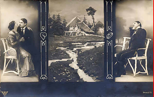 S�rie 34169/3 - Postal simulando um tr�ptico - Editor Berlin Neuroder Kunstandstelren - Dim. 13,8x8,8 cm - Col. Am�lcar Monge da Silva (cerca de 1910)