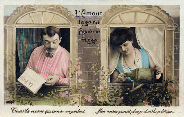N�3054/1 - L'Amour loge au sixi�me �tage - Edi��o an�nima francesa, Paris - Dim. 14x8,9 cm - Col. Am�lcar Monge da Silva (cerca de 1920)
