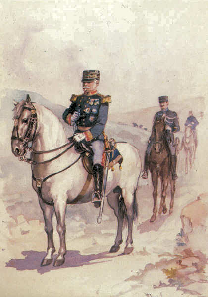 N� 09 - General (Grande uniforme) Tabela A; Plano de Uniformes 1911 - Edi��o Museu Militar, 1989 - Dim. 14,8x10,4 cm -  Aguarela de Alberto de Sousa - Col. Am�lcar Monge da Silva