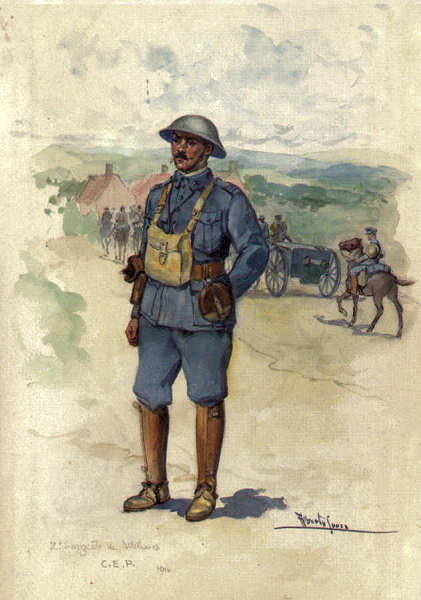 N� 19 - 2� Sargento de Artilharia (C.E.P.-1916) - Edi��o Museu Militar, 1990 - Dim. 14,8x10,4 cm -  Aguarela de Alberto de Sousa - Col. Am�lcar Monge da Silva