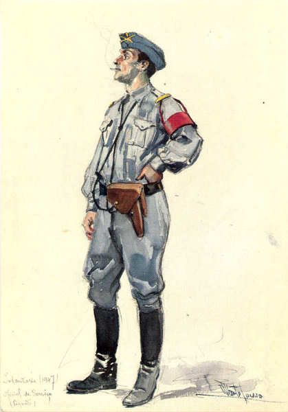 N� 31 - Infantaria (1947) Oficial de servi�o - Edi��o Museu Militar, 1990 - Dim. 14,8x10,4 cm -  Aguarela de Alberto de Sousa - Col. Am�lcar Monge da Silva