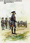 N� 41 - Oficial do Regimento de Artilharia de S. Juli�o da Barra, 1762 - Aguarela do Cor. Ribeiro Artur - Edi��o Jornal do Ex�rcito S/D (1983?) - Dim. 15x10,5 cm - Col. A. Monge da Silva