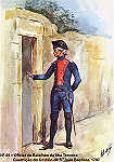 N� 44 - Oficial do Batalh�o da Ilha Terceira, 1797, Guarni��o do Castelo de S. Jo�o Baptista - Aguarela do Cor. Ribeiro Artur - Edi��o Jornal do Ex�rcito S/D (1983?) - Dim. 15x10,5 cm - Col. A. Monge da Silva.