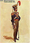N� 67 - Oficial de Cavalaria 3, 1834, Grande uniforme - Aguarela do Cor. Ribeiro Artur - Edi��o Jornal do Ex�rcito S/D (1983?) - Dim. 15x10,3 cm - Col. A. Monge da Silva