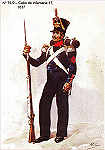 N� 79-9 - Cabo de Infantaria 17, 1837 - Aguarela do Cor. Ribeiro Artur - Edi��o Jornal do Ex�rcito, 1983 - Dim. 15x10,3 cm - Col. A. Monge da Silva