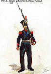 N� 81-9 - Soldado do Batalh�o de Artilharia Nacional, 1840 - Aguarela do Cor. Ribeiro Artur - Edi��o Jornal do Ex�rcito, 1983 - Dim. 15x10,3 cm - Col. A. Monge da Silva