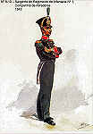 N� 8-10 - Sargento do Regimento de Infantaria N� 1, Companhia de Atiradores, 1842 - Aguarela do Cor. Ribeiro Artur - Edi��o Jornal do Ex�rcito, 1983 - Dim. 15x10,3 cm - Col. A. Monge da Silva