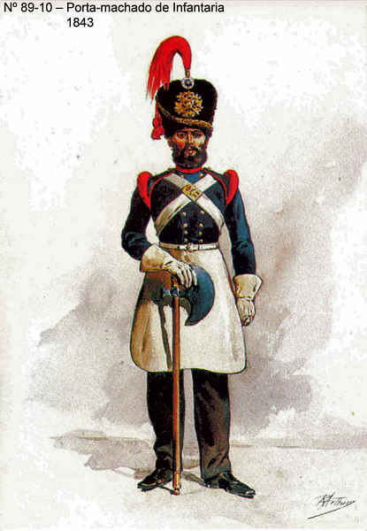 N� 89-10 - Porta-machado de Infantaria, 1843 - Aguarela do Cor. Ribeiro Artur - Edi��o Jornal do Ex�rcito, 1983 - Dim. 15x10,3 cm - Col. A. Monge da Silva