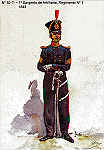 N� 92-11 - 1� Sargento de Artilharia, Regimento N� 1, 1843 - Aguarela do Cor. Ribeiro Artur - Edi��o Jornal do Ex�rcito, 1983 - Dim. 15x10,3 cm - Col. A. Monge da Silva