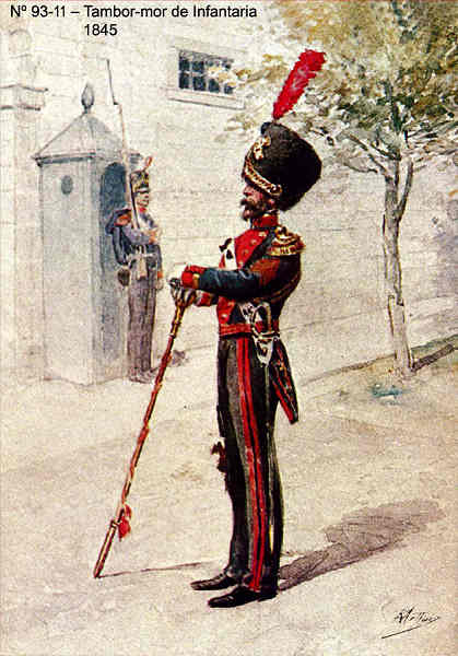 N� 93-11 - Tambor Mor de Infantaria, 1845 - Aguarela do Cor. Ribeiro Artur - Edi��o Jornal do Ex�rcito, 1983 - Dim. 15x10,3 cm - Col. A. Monge da Silva
