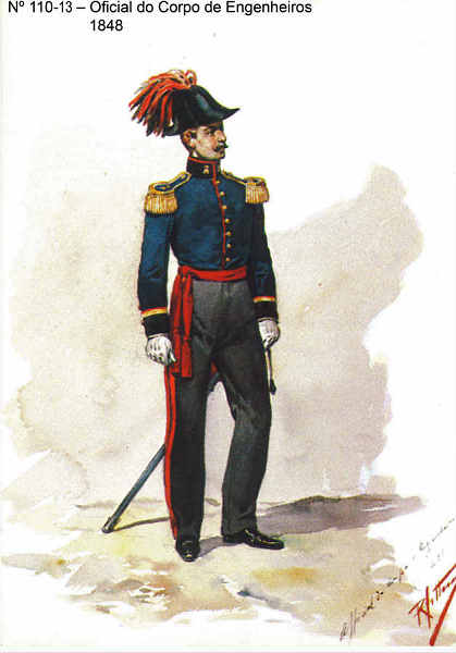 N� 110-13 - Oficial do Corpo de Engenheiros, 1848 - Aguarela do Cor. Ribeiro Artur - Edi��o Jornal do Ex�rcito, 1983 - Dim. 15x10,3 cm - Col. A. Monge da Silva