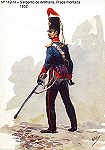 N� 119-14 - Sargento de Artilharia, Pra�a montada, 1852 - Aguarela do Cor. Ribeiro Artur - Edi��o Jornal do Ex�rcito, 1985 - Dim. 15x10,3 cm - Col. A. Monge da Silva