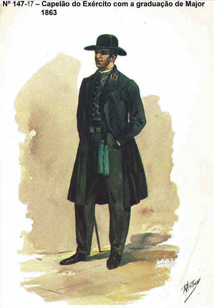 N� 147-17 - Capel�o do Ex�rcito com a gradua��o de Major, 1863 - Aguarela do Cor. Ribeiro Artur - Edi��o Jornal do Ex�rcito, 1985 - Dim. 15x10,3 cm - Col. A. Monge da Silva