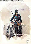 N� 148-17 - Artilharia de Campanha, Servente, 1864 - Aguarela do Cor. Ribeiro Artur - Edi��o Jornal do Ex�rcito, 1985 - Dim. 