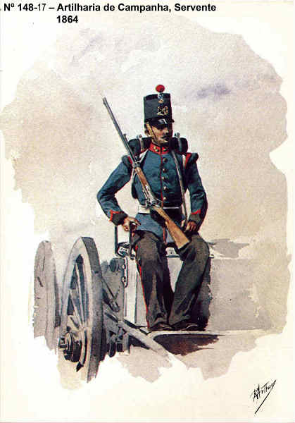 N� 148-17 - Artilharia de Campanha, Servente, 1864 - Aguarela do Cor. Ribeiro Artur - Edi��o Jornal do Ex�rcito, 1985 - Dim. 