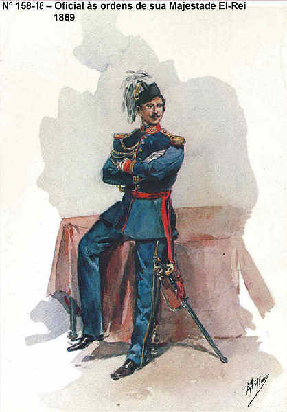 N� 158-18 - Oficial �s ordens de sua Majestade El-Rei, 1869 - Aguarela do Cor. Ribeiro Artur - Edi��o Jornal do Ex�rcito, 1985 - Dim. 15x10,3 cm - Col. A. Monge da Silva