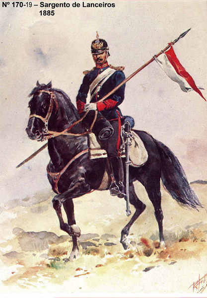 N� 170-19 - Sargento de Lanceiros, 1885 - Aguarela do Cor. Ribeiro Artur - Edi��o Jornal do Ex�rcito, 1985 - Dim. 15x10,3 cm-  Col. A. Monge da Silva