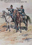 N� 190-22 - Clarins de Artilharia de Campanha, Pequeno Uniforme em ordem de marcha, 1899 - Aguarela do Cor. Ribeiro Artur - Edi��o Jornal do Ex�rcito, 1987 - Dim. 15x10,3 cm - Col. A. Monge da Silva
